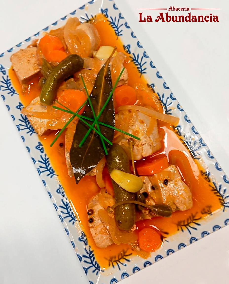 Lomo en escabeche casero con verduras
