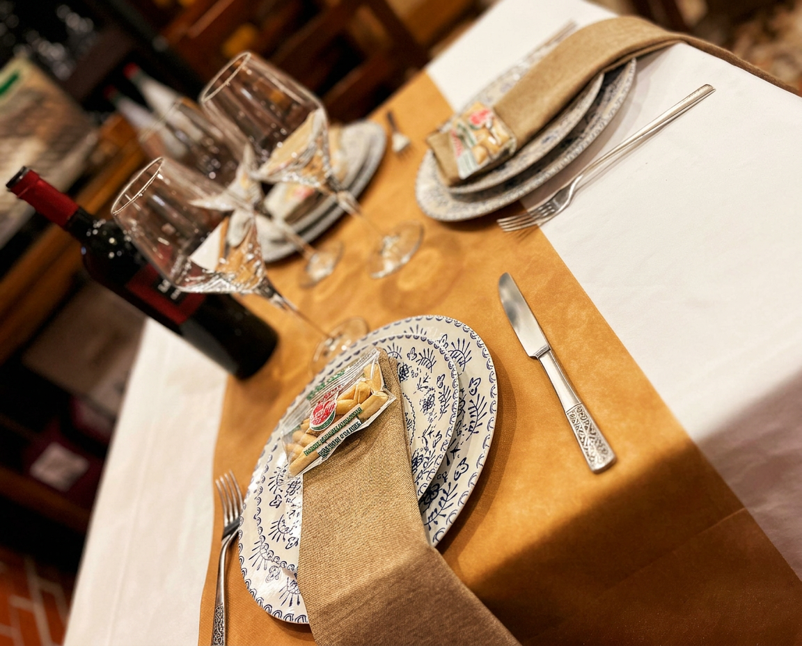 Detalle de la mesa preparada