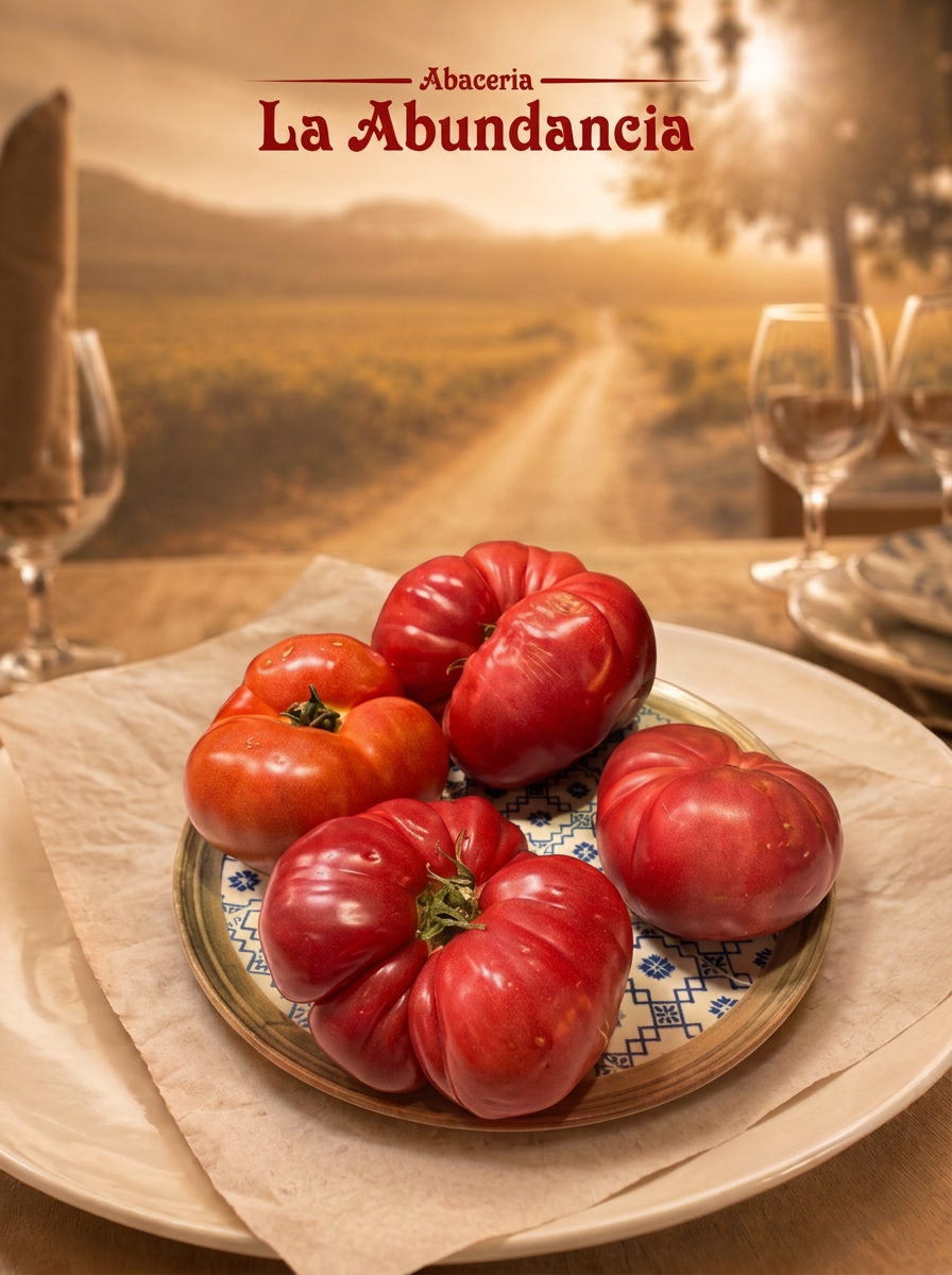 Tomates rosa de Huelva recién cortados